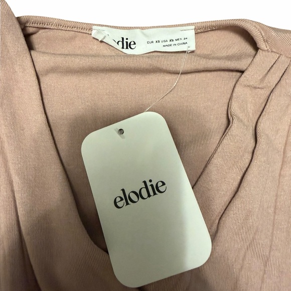 Elodie NWT Women’s Pink/Beige Long Sleeve Twist Crop Top size XS - Picture 2 of 6